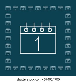 calendar sheet 1 date schedule line icon white on blue