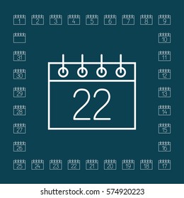 calendar sheet 22 date schedule line icon white on blue