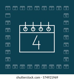 calendar sheet 4 date schedule line icon white on blue