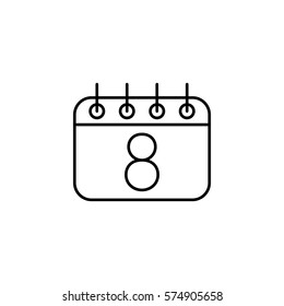 calendar sheet 8 date schedule appointment line icon black on white background