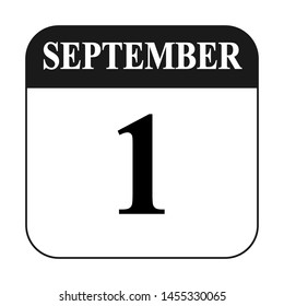 Calendar sheet with date September 1, flat design.