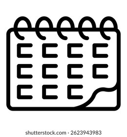 Ícone da folha de calendário. Contornar calendário ícone de vetor de folha para web design isolado no fundo branco