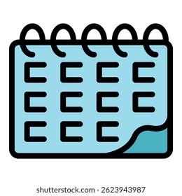 Icono de hoja de calendario. Esquema de la hoja de calendario Vector icono de color plano aislado
