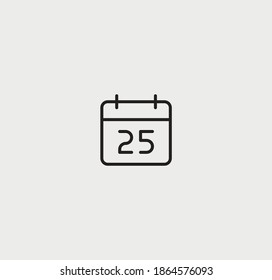 Calendar sheet in a linear style. with the number 25. Christmas.