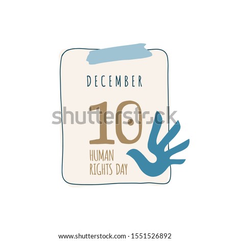 Calendar sheet. With shutter Human Rights Day. December 10. Calendar sheet illustration on white background with symbol Human Rights Day.