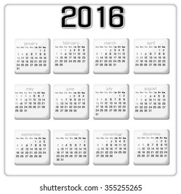 Calendar with sheets. 2016.