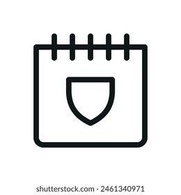 Calendar shield isolated icon, save the date vector icon with editable stroke