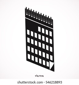 calendar side view, isolated on white background.