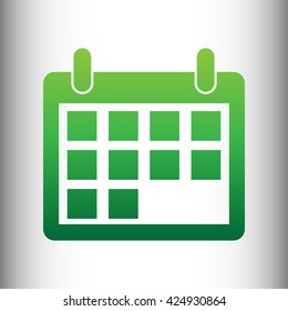 Calendar sign. Green gradient icon
