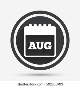 Calendar sign icon. August month symbol.