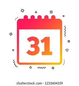 Calendar sign icon. Date or event reminder symbol. Colorful geometric shapes. Gradient calendar icon design.  Vector