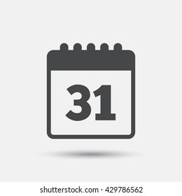Calendar sign icon. Date or event reminder symbol. Flat calendar web icon on white background. Vector