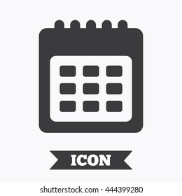 Calendar sign icon. Date or event reminder symbol. Graphic design element. Flat calendar symbol on white background. Vector