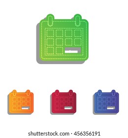 Calendar sign illustration. Colorfull applique icons set.