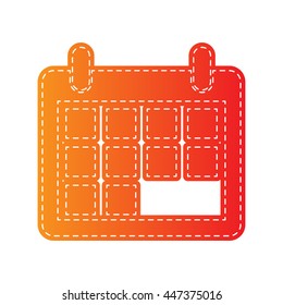 Calendar sign illustration. Orange applique isolated.