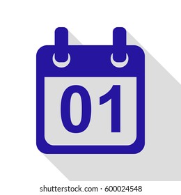 Calendar sign illustration. Vector. Blue icon with flat style shadow path on white background.