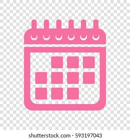 Calendar sign illustration. Vector. Cyclamen icon on transparent background.