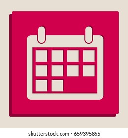 Calendar sign illustration. Vector. Grayscale version of Popart-style icon.