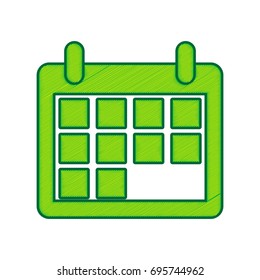 Calendar sign illustration. Vector. Lemon scribble icon on white background. Isolated