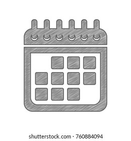 Calendar sign illustration. Vector. Shaded gray icon on white background. Isolated.