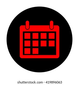 Calendar sign. Red vector icon