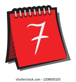 Calendar sign with shadow. Red, Day, Week. Icon Calendar, Symbol, Sign. Vector illustration Transparent. White Insulated.