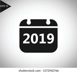 calendar silhouette icon 2019 new year
