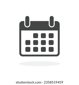 Calendar simple black icon. Schedule symbol. Vector illustration isolated on white background.