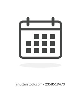 Calendar simple black icon. Schedule symbol. Vector illustration isolated on white background.