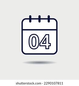 Icono plano simple del calendario para recursos gráficos con el día 04 marcado.