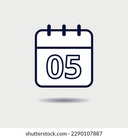 Calendar simple flat icon for graphic resource with day 05 marked.