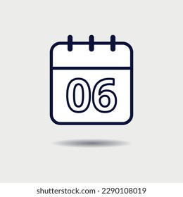 Icono plano simple del calendario para recursos gráficos con el día 06 marcado.