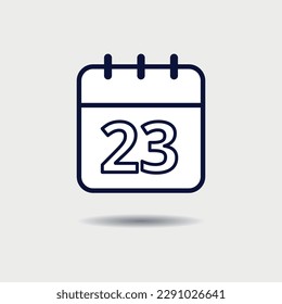 Calendar simple flat icon for graphic resource with day 23 marked.