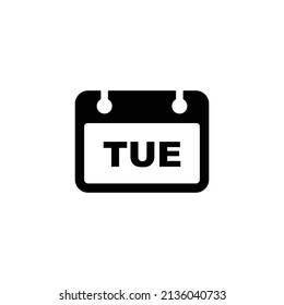 Calendar simple flat icon vector illustration. Tuesday daily calendar icon vector