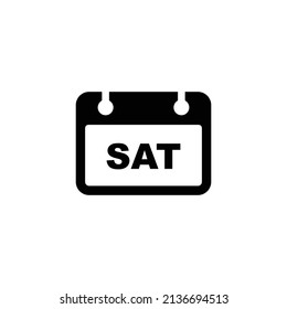 Calendar simple flat icon vector illustration. Saturday daily calendar icon vector