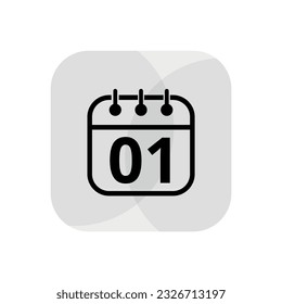 Calendar simple icon with specific day marked. Calendar flat icon for websites, blogs and graphic resources. Appointment scheduled, day 01.