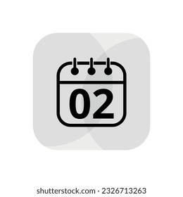 Calendar simple icon with specific day marked. Calendar flat icon for websites, blogs and graphic resources. Appointment scheduled, day 02.