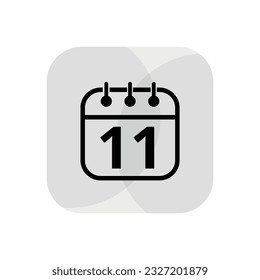 Calendar simple icon with specific day marked. Calendar flat icon for websites, blogs and graphic resources. Appointment scheduled, day 11.