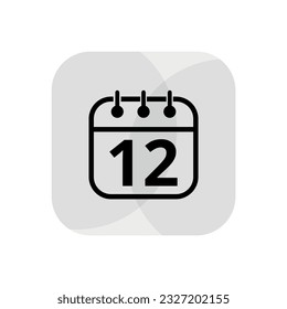 Calendar simple icon with specific day marked. Calendar flat icon for websites, blogs and graphic resources. Appointment scheduled, day 12.