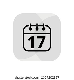 Calendar simple icon with specific day marked. Calendar flat icon for websites, blogs and graphic resources. Appointment scheduled, day 17.