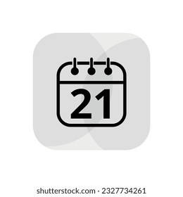 Calendar simple icon with specific day marked. Calendar flat icon for websites, blogs and graphic resources. Appointment scheduled, day 21.