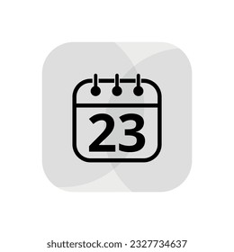 Calendar simple icon with specific day marked. Calendar flat icon for websites, blogs and graphic resources. Appointment scheduled, day 23.