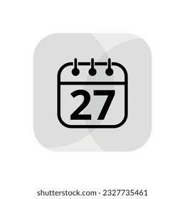Calendar simple icon with specific day marked. Calendar flat icon for websites, blogs and graphic resources. Appointment scheduled, day 27.