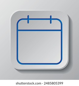 Calendar simple icon, vector. Flat design. Paper cut design. Cutted blue symbol with shadow. Gray badge button, gray background.ai