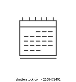 Calendar simple linear symbolic icon