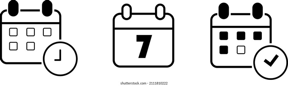 calendar with simple lines, icons, vectors and bundles 