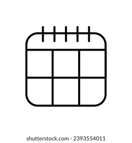 Calendar Simple Outline Sign. Suitable for books, stores, shops. Editable stroke in minimalistic outline style. Symbol for design 