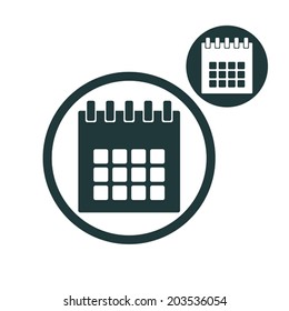 Calendar simple single color icon isolated on white background, includes invert version for you to choose.