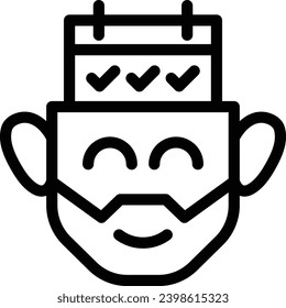 Calendar single vector line icon