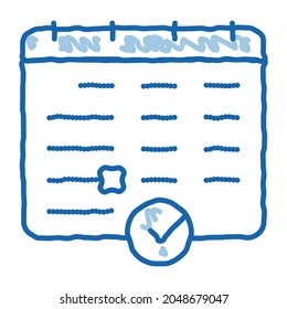 Calendar sketch icon vector. Hand drawn blue doodle line art Calendar sign. isolated symbol illustration